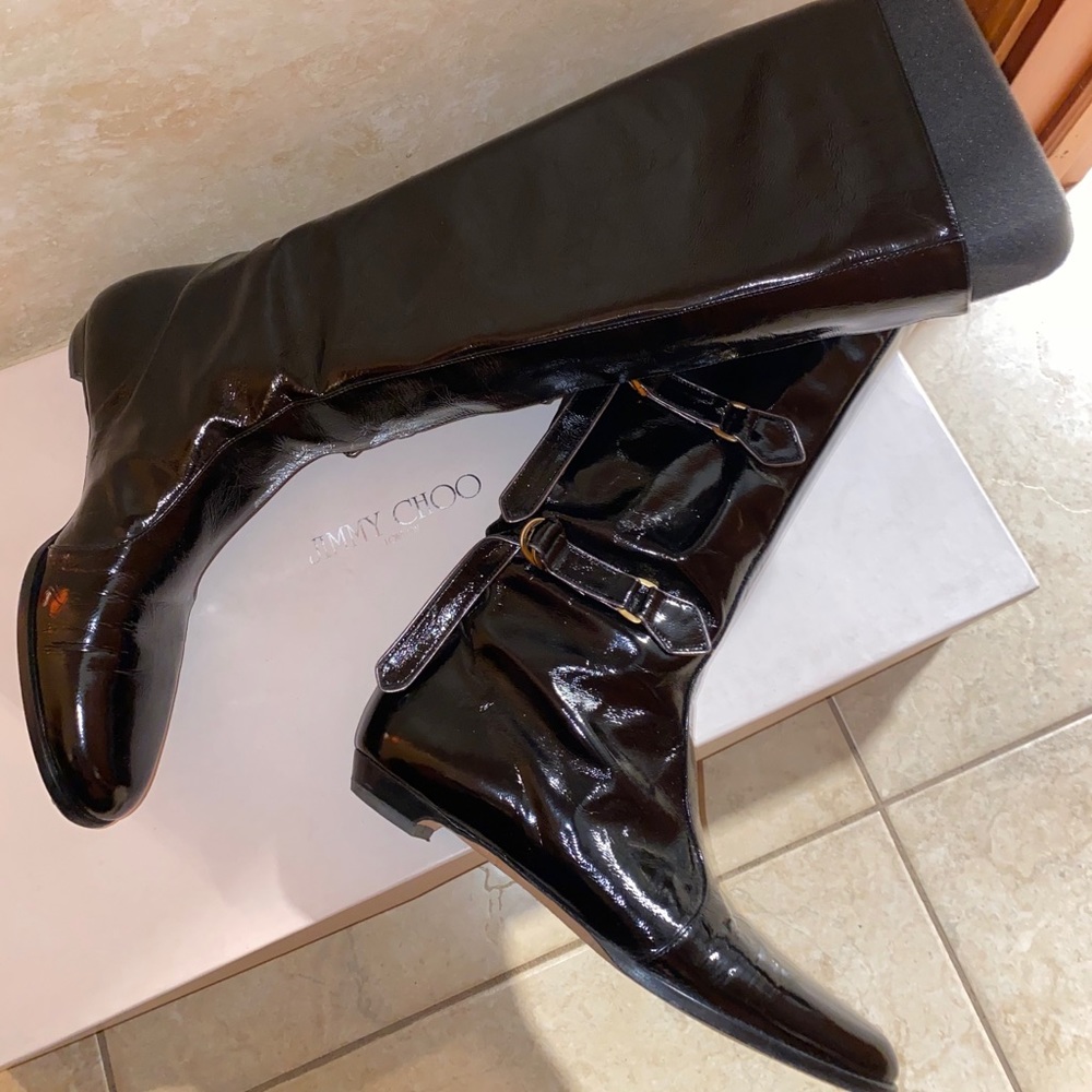 JIMMY CHOO PATENT LEATHER BOOTS